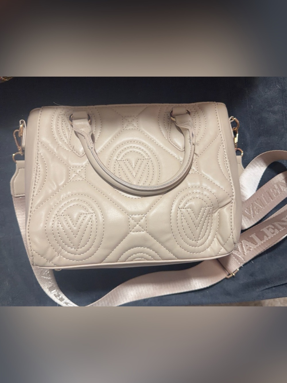 Cream Quilted Leather Top-Handle Women's Bag